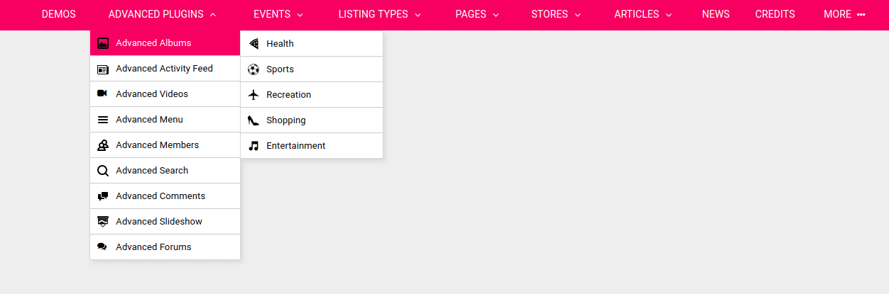 Standard Hierarchical Navigation Menu