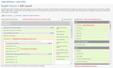 Page Dashboard - Layout Editor