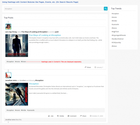 Using Hashtags with Content Modules like Pages, Events, etc. [On Search Results Page]