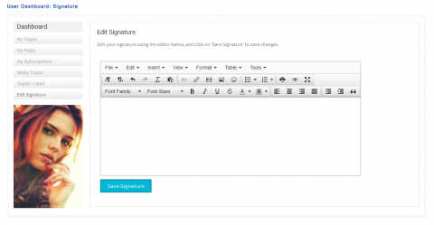 User Dashboard: Edit Signature