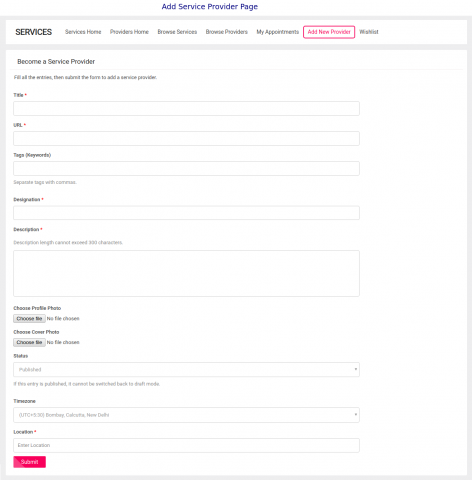 Add Service Provider Page
