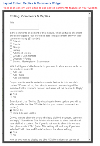 Layout Editor: Replies & Comments Widget