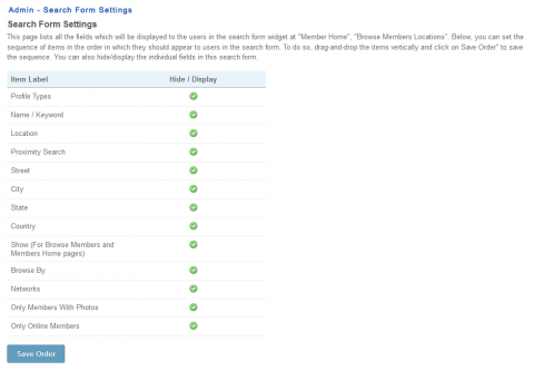 Admin - Search Form Settings