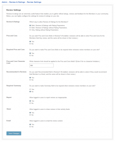 Admin - Review & Ratings - Review Settings