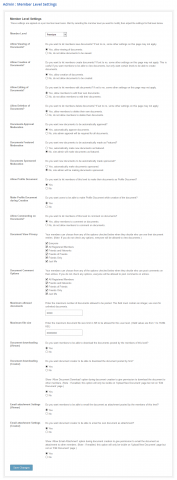Member Level Settings