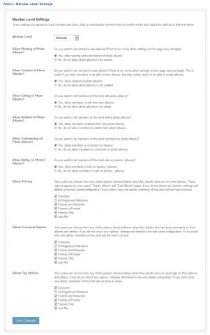 Admin: Member Level Settings