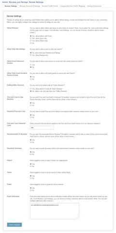 Admin: Reviews and Ratings: Review Settings