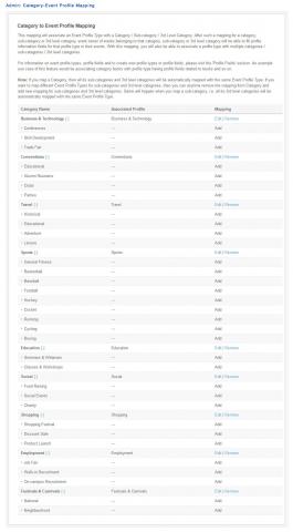 Admin: Category-Event Profile Mapping