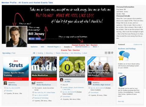 Member Profile - All Events and Hosted Events Tabs