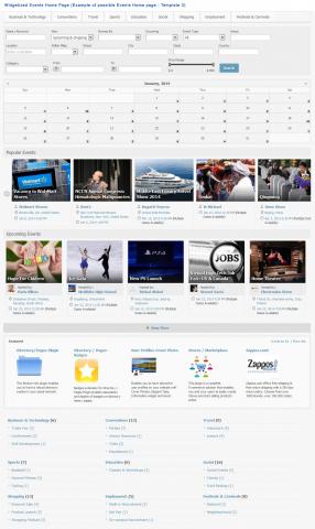 Widgetized Events Home (Example of possible Events home page - Template 3)