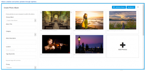 Album Creation and Photos Uploads via Lightbox