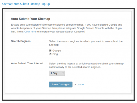 Sitemap: Auto-submit Sitemap Pop-up