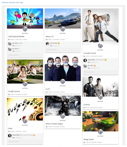 Channels Pinboard View Page
