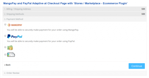 MangoPay and PayPal Adaptive at Checkout Page with ‘Stores / Marketplace - Ecommerce Plugin’