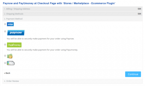 Paynow and PayUmoney  at Checkout Page with ‘Stores / Marketplace - Ecommerce Plugin’