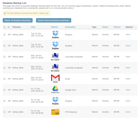 Admin: Database Backups