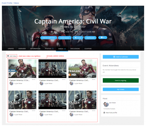 Event Profile: Videos