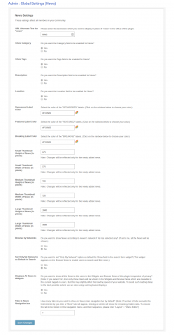 Admin: Global Settings (News)