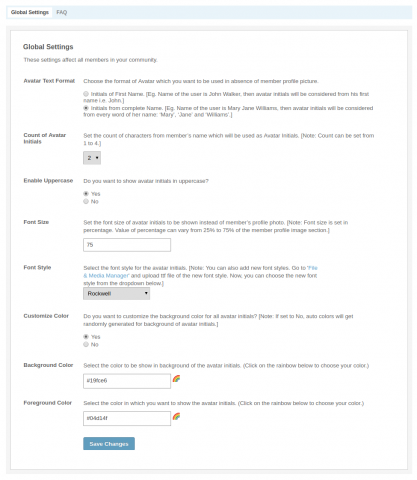 Admin: Global Settings