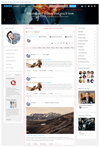 Integrated with Advanced Activity Feeds / Wall Plugin