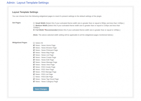 Admin: Layout Template Settings