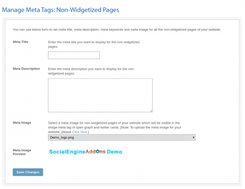 Manage Meta Tags: Non-Widgetized Pages