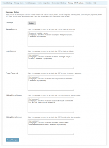 Manage SMS Templates