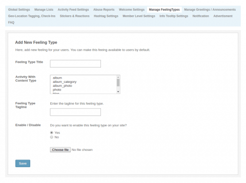 Admin: Manage Feeling Types - Add New Feeling Type