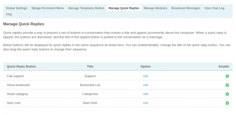 Admin: Manage Quick Replies