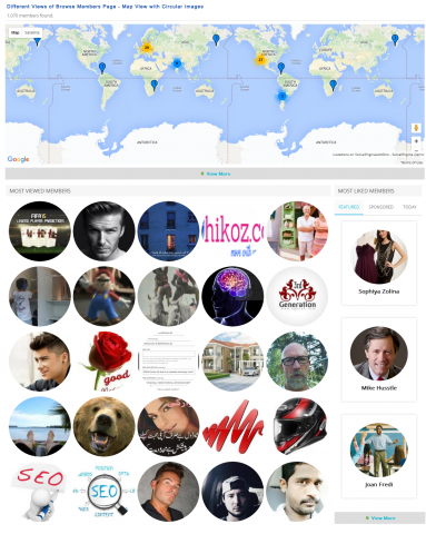 Different Views of Browse Members Page - Map View with Circular Images