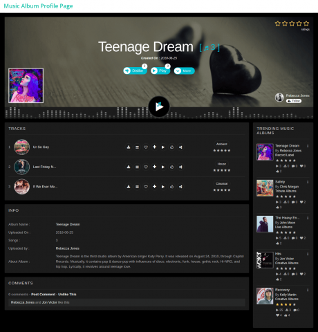 Music Album Profile Page