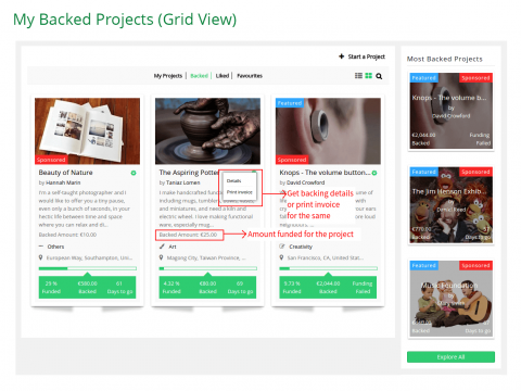 My Backed Projects (Grid View)