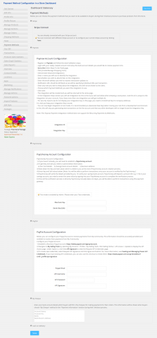 Payment Method Configuration in a Store Dashboard