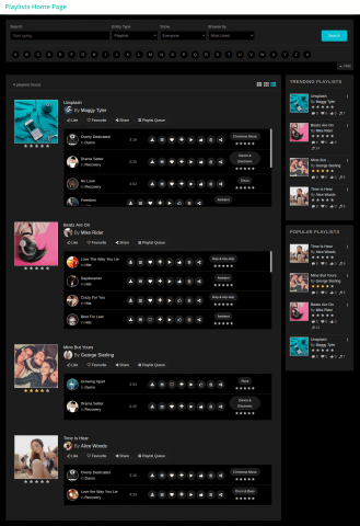 Playlists Home Page