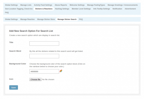Admin: Reactions & Stickers - Add New Sticker Search Option