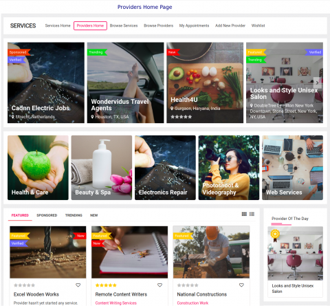 Service Providers Home Page