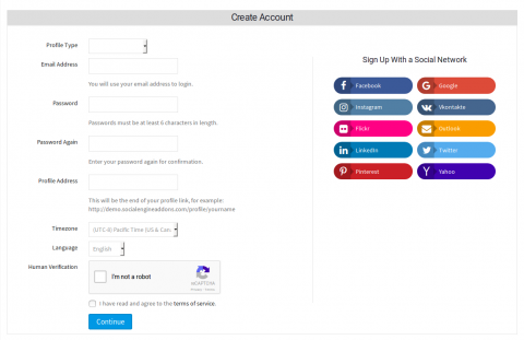 Signup With Social Login Options at the Right