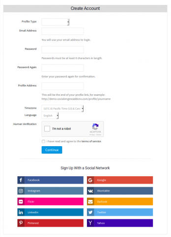 Signup With Social Login Options at the Bottom