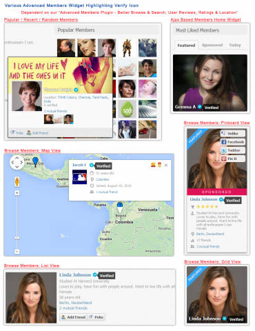 Various Advanced Members Widget Highlighting Verify Icon 