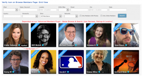 Verify Icon on Browse Members Page - Grid View