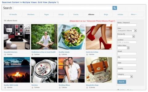 Searched Content in Multiple Views: Grid View (Sample 1)