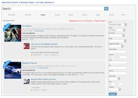 Searched Content in Multiple Views: List View (Sample 2)