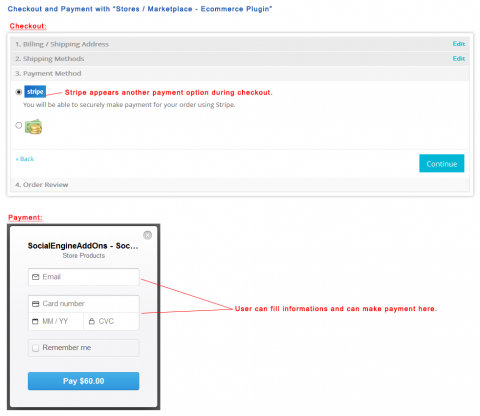 Checkout and Payment with “Stores / Marketplace - Ecommerce Plugin”