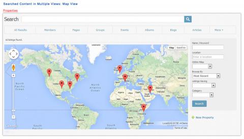 Searched Content in Multiple Views: Map View