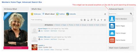 Members Home Page: Advanced Search Box