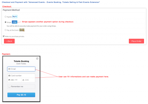 Checkout and Payment with “Advanced Events - Events Booking, Tickets Selling & Paid Events Extension”