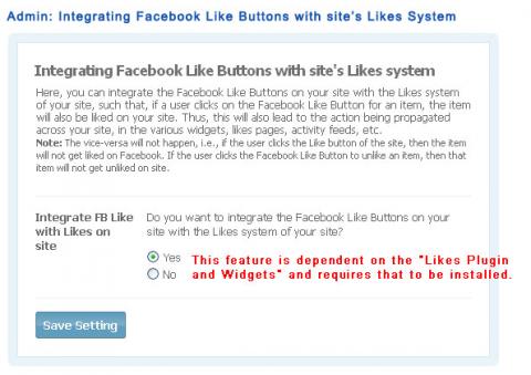 Admin: Integrating Facebook Like Buttons with site’s Likes System 