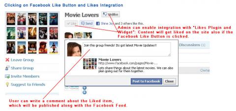 Clicking on Facebook Like Button and Likes Integration