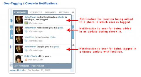 Geo-Tagging / Check-in Notifications