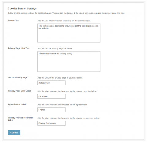 Cookies Banner Settings